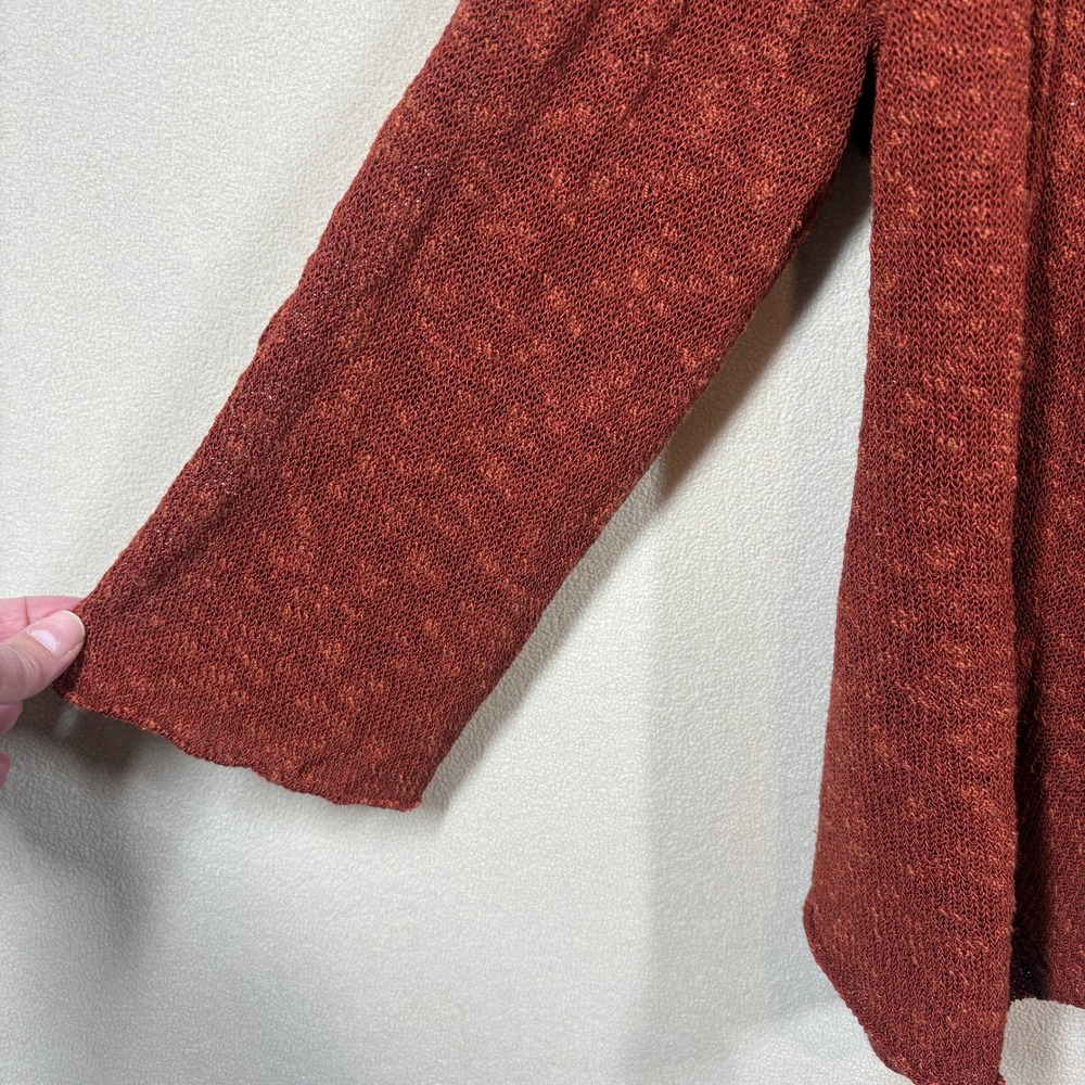 Eileen Fisher Linen Blend Open Front Cardigan Large Burnt Orange Classic Mature - Picture 3 of 8